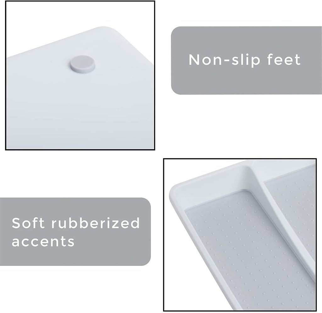 2-Compartment Plastic Drawer Organizer - White