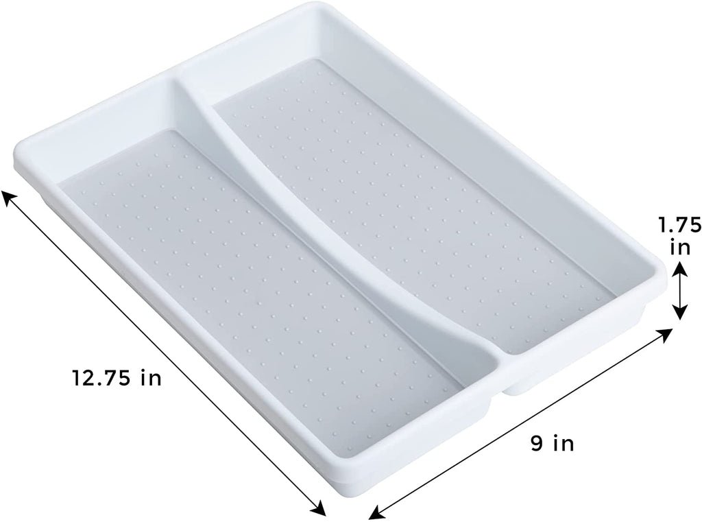 2-Compartment Plastic Drawer Organizer - White