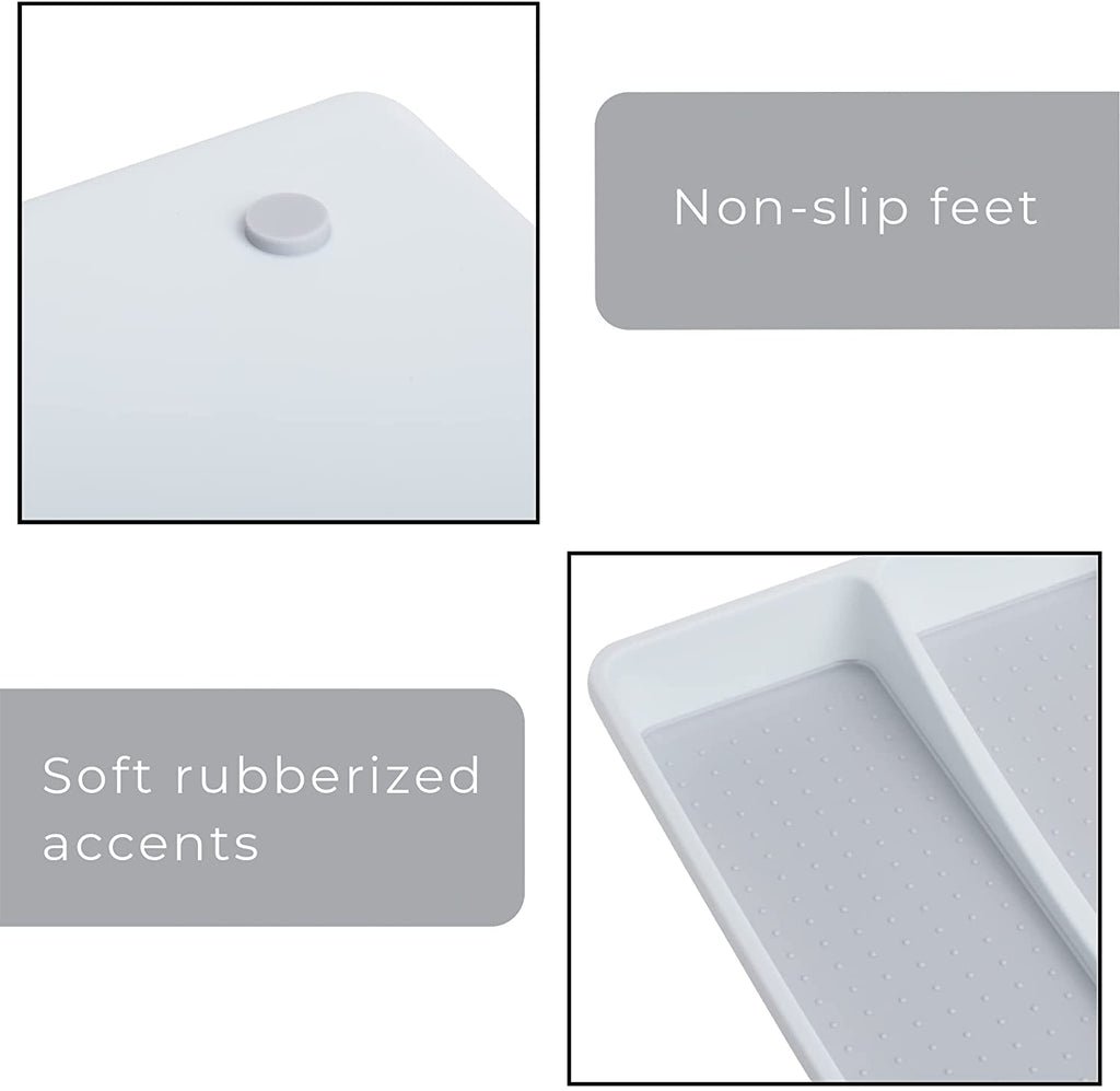 2-Compartment Plastic Drawer Organizer - White