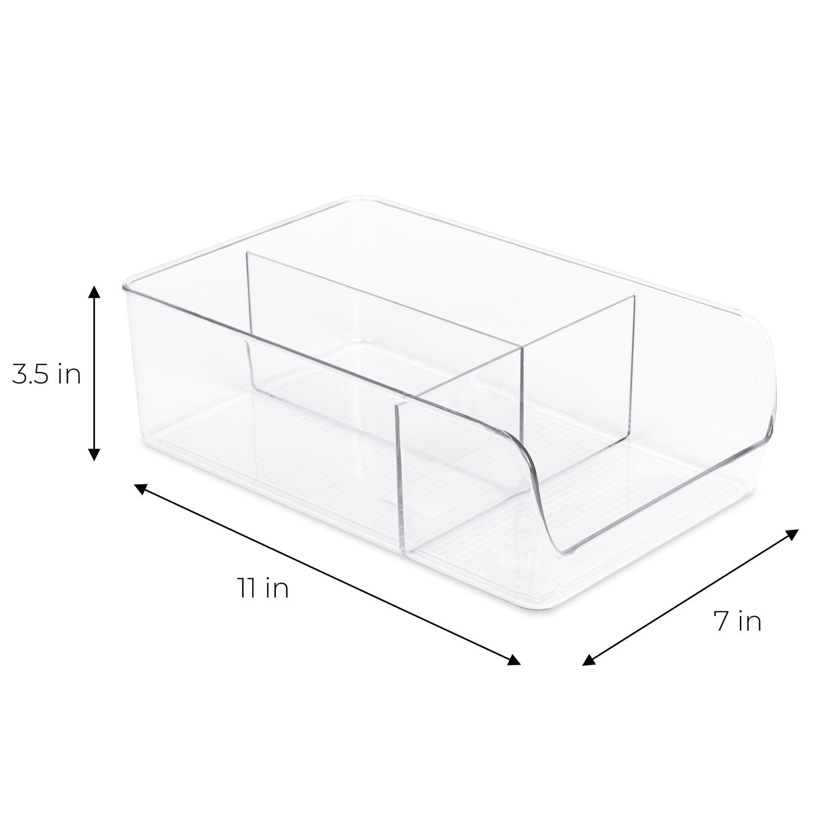 3-Compartment Clear Bin Organizer - Clear