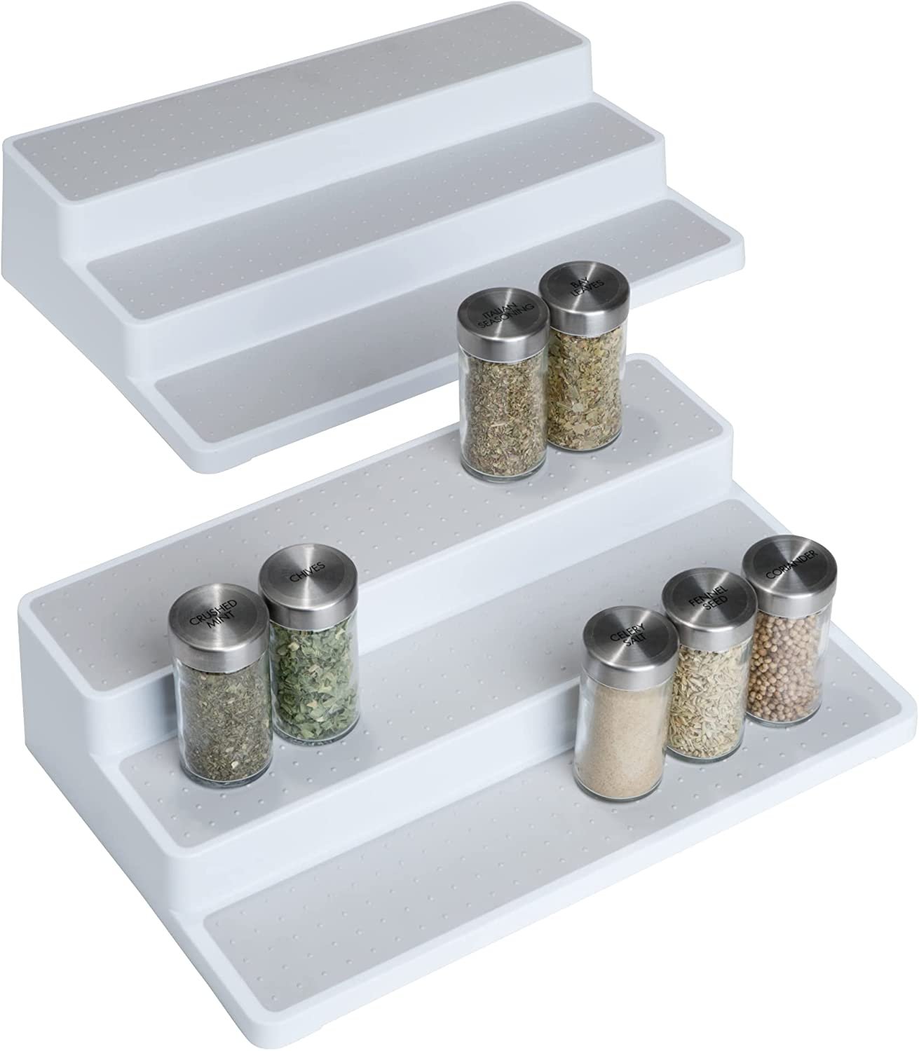 3-Tier Plastic Spice Rack with Non-Slip Lining - White