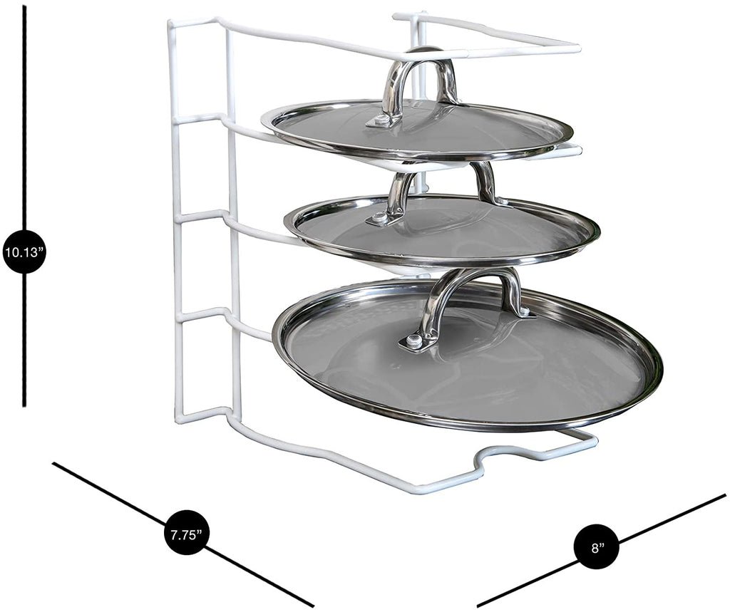 Bakeware and Lid Storage Rack with 4-Compartment Dividers