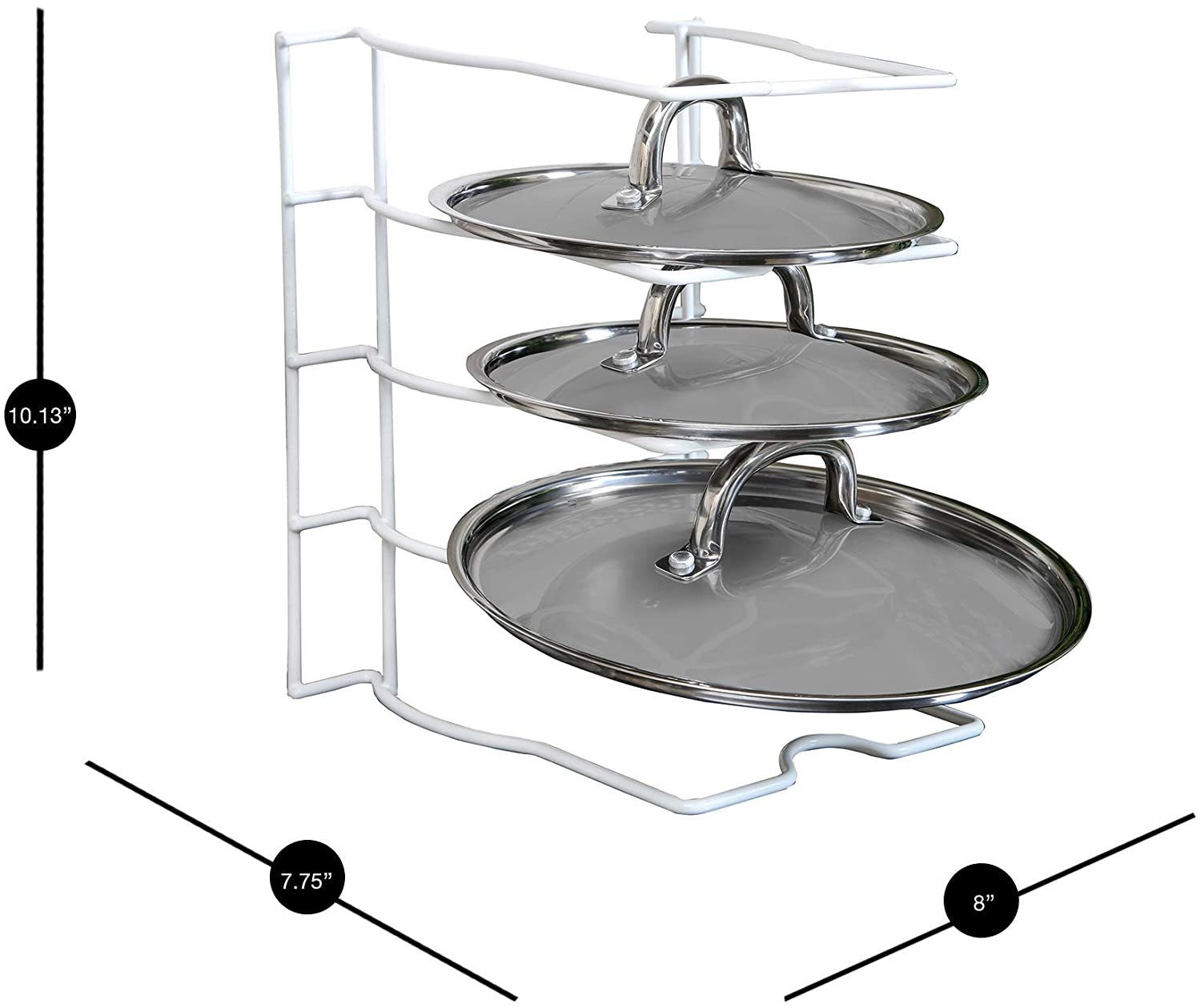 Bakeware and Lid Storage Rack with 4-Compartment Dividers