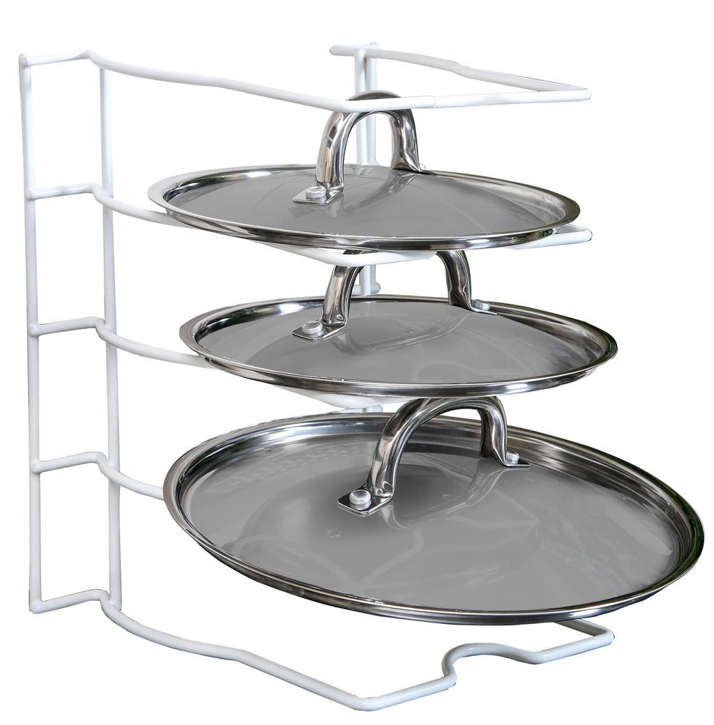 Bakeware and Lid Storage Rack with 4-Compartment Dividers
