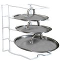 Bakeware and Lid Storage Rack with 4-Compartment Dividers