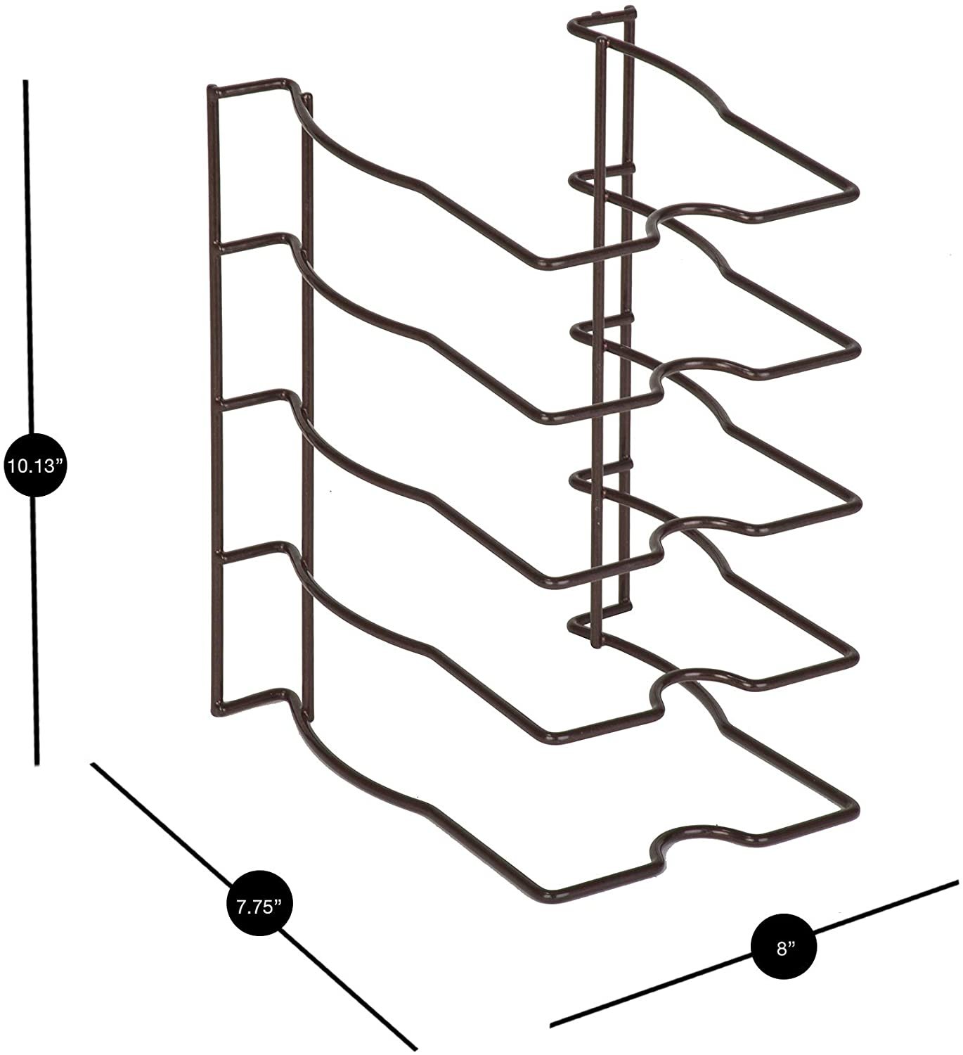 Bakeware and Lid Storage Rack with 4-Compartment Dividers