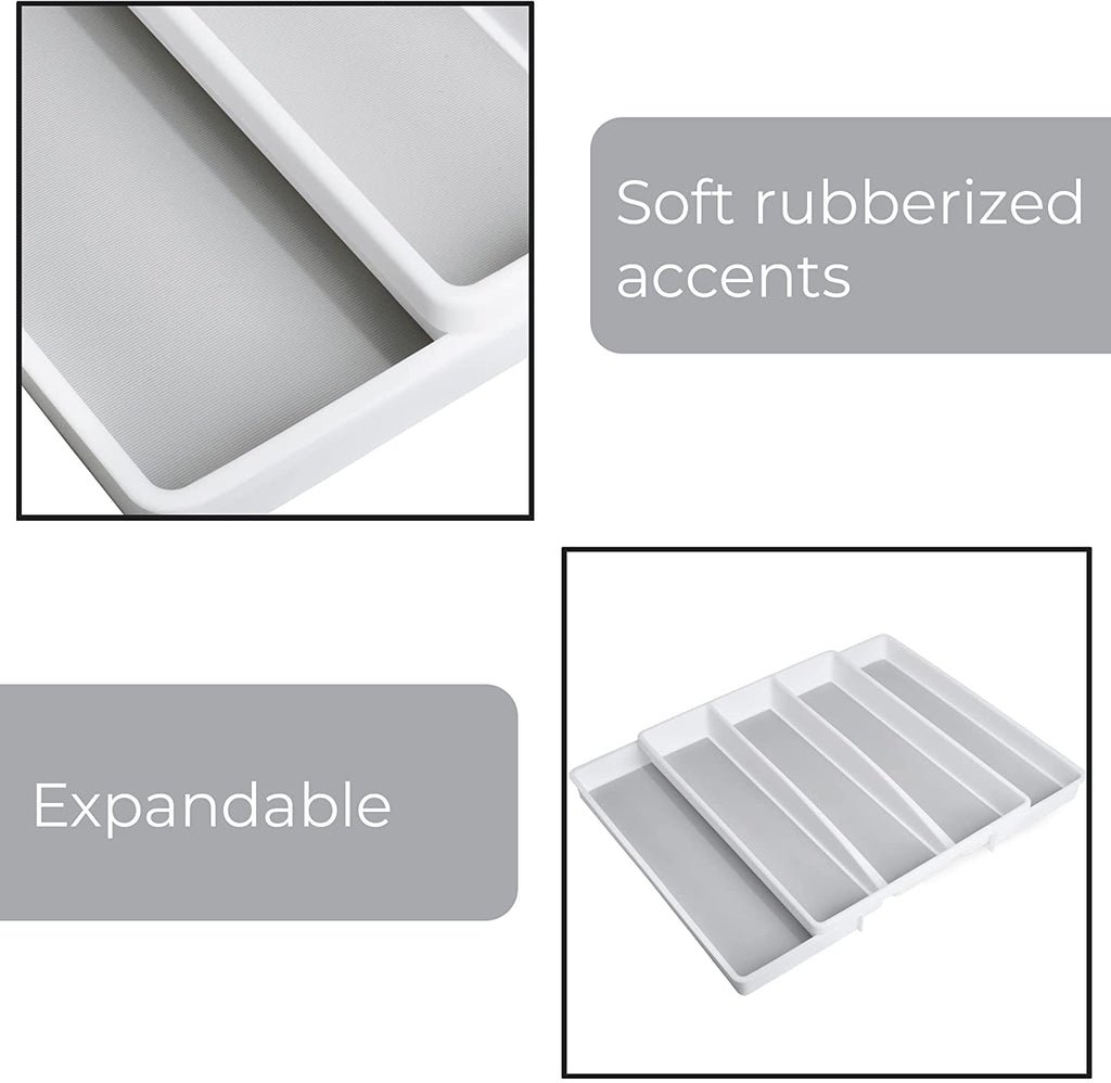 Expandable 5-Compartment Plastic Drawer Organizer