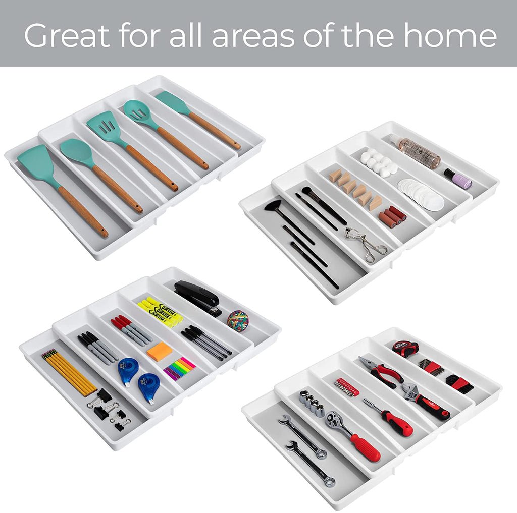 Expandable 5-Compartment Plastic Drawer Organizer