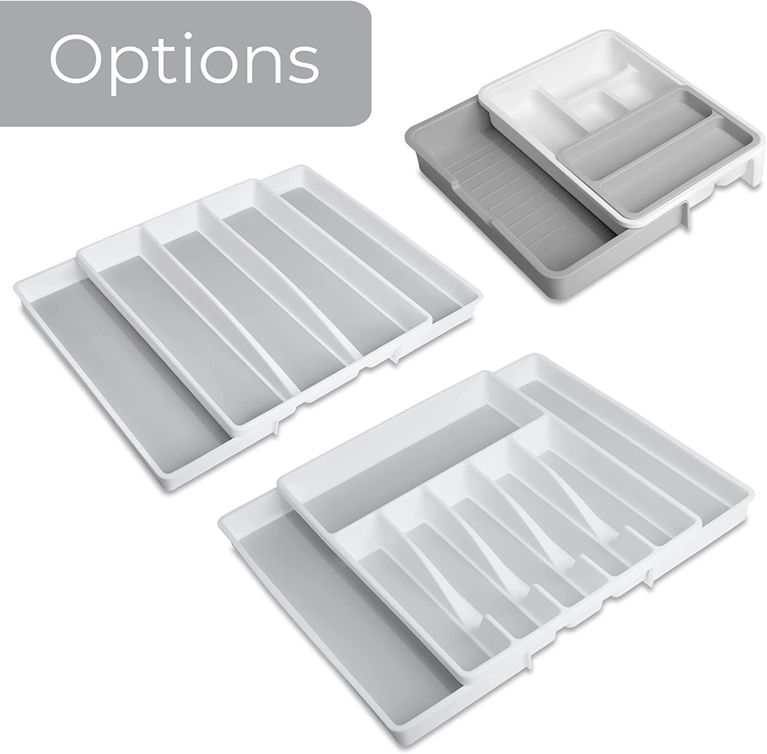 Expandable 5-Compartment Plastic Drawer Organizer