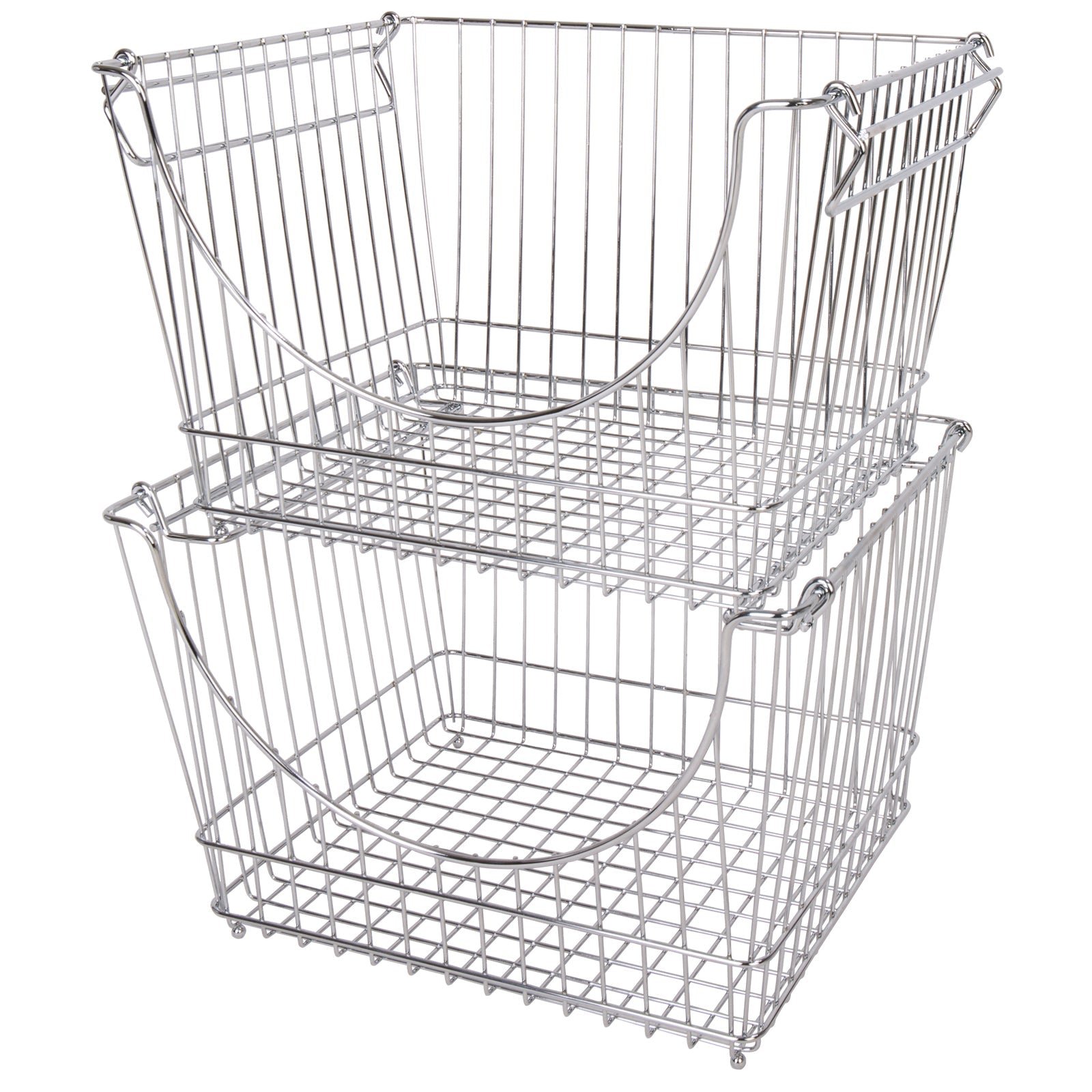 Large Metal Wire Stacking Baskets with Handles